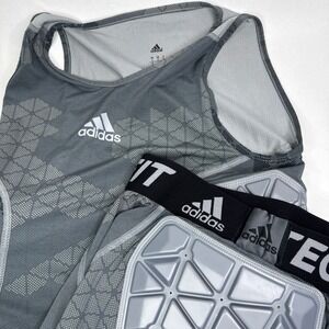 Adidas Techfit Climacool Mens S Padded Compression Shirt Shorts Set Grey